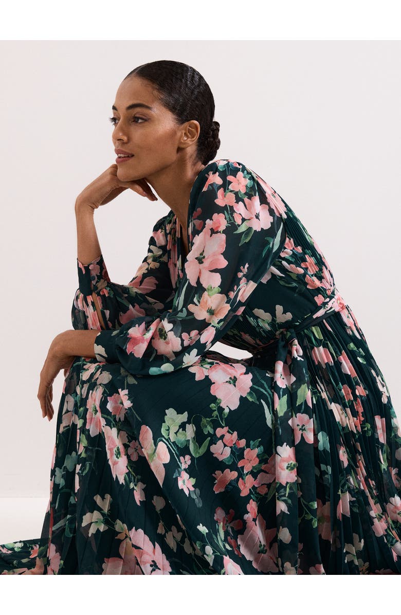 Phase Eight Rosa V-Neck Floral Maxi Dress, Alternate, color, Teal