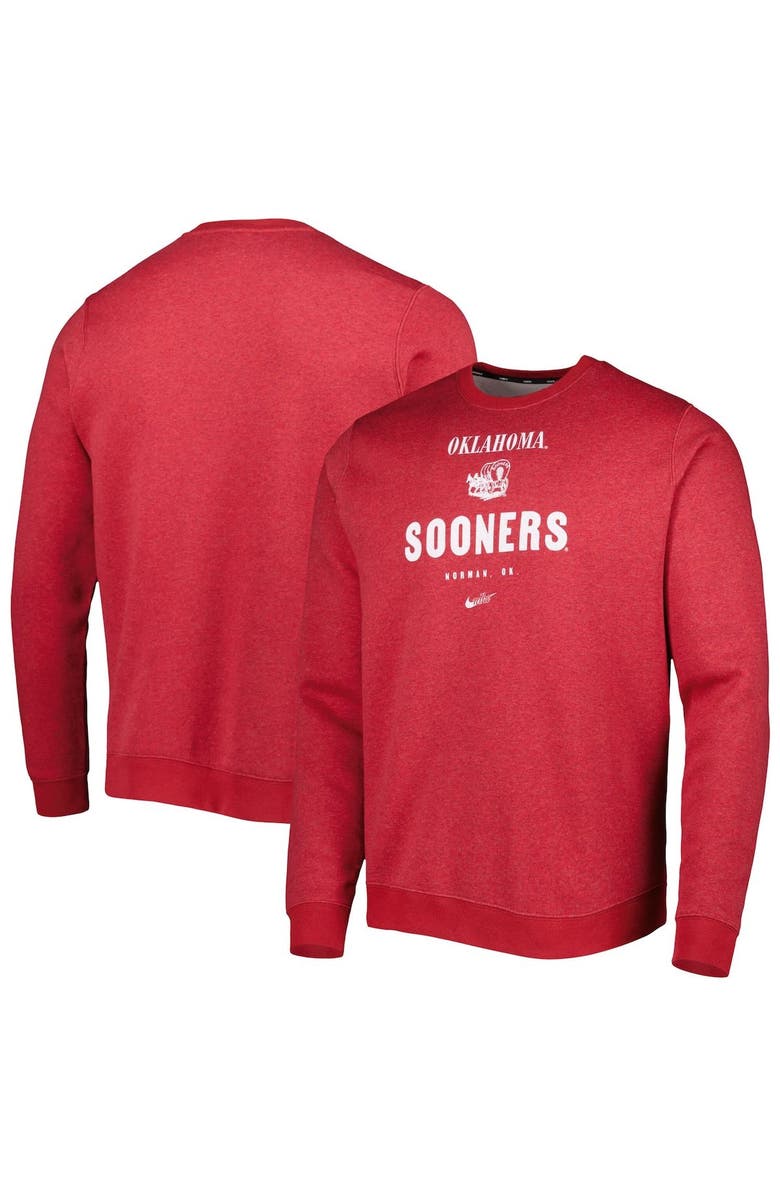 Nike Men's Nike Crimson Oklahoma Sooners Vault Stack Club Fleece Pullover Sweatshirt, Alternate, color, 