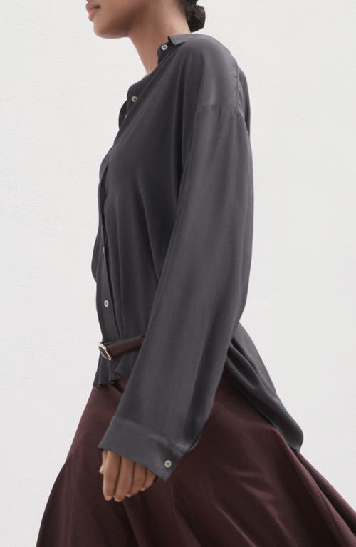 Mango Oversize Flowy Shirt In Gray