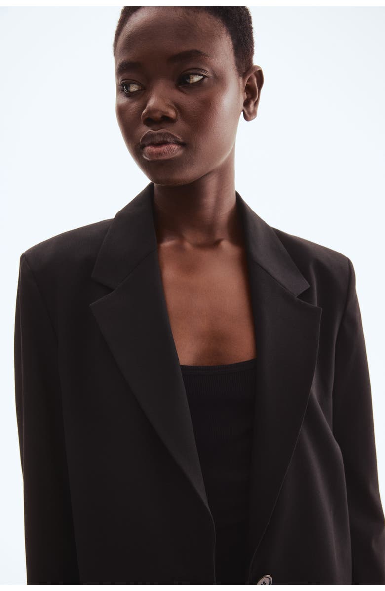 H&M Long Blazer, Alternate, color, Black