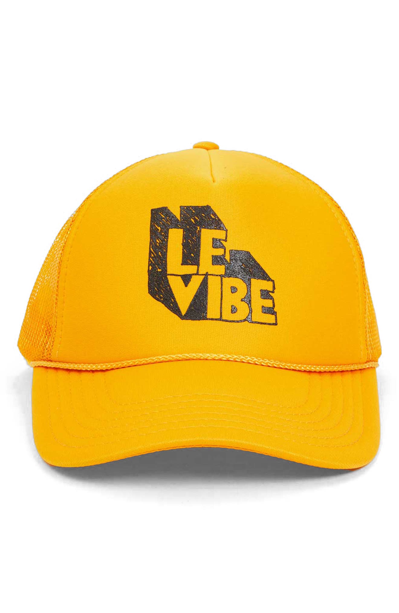 Clare V. Trucker Hat in Marigold Printed Black 