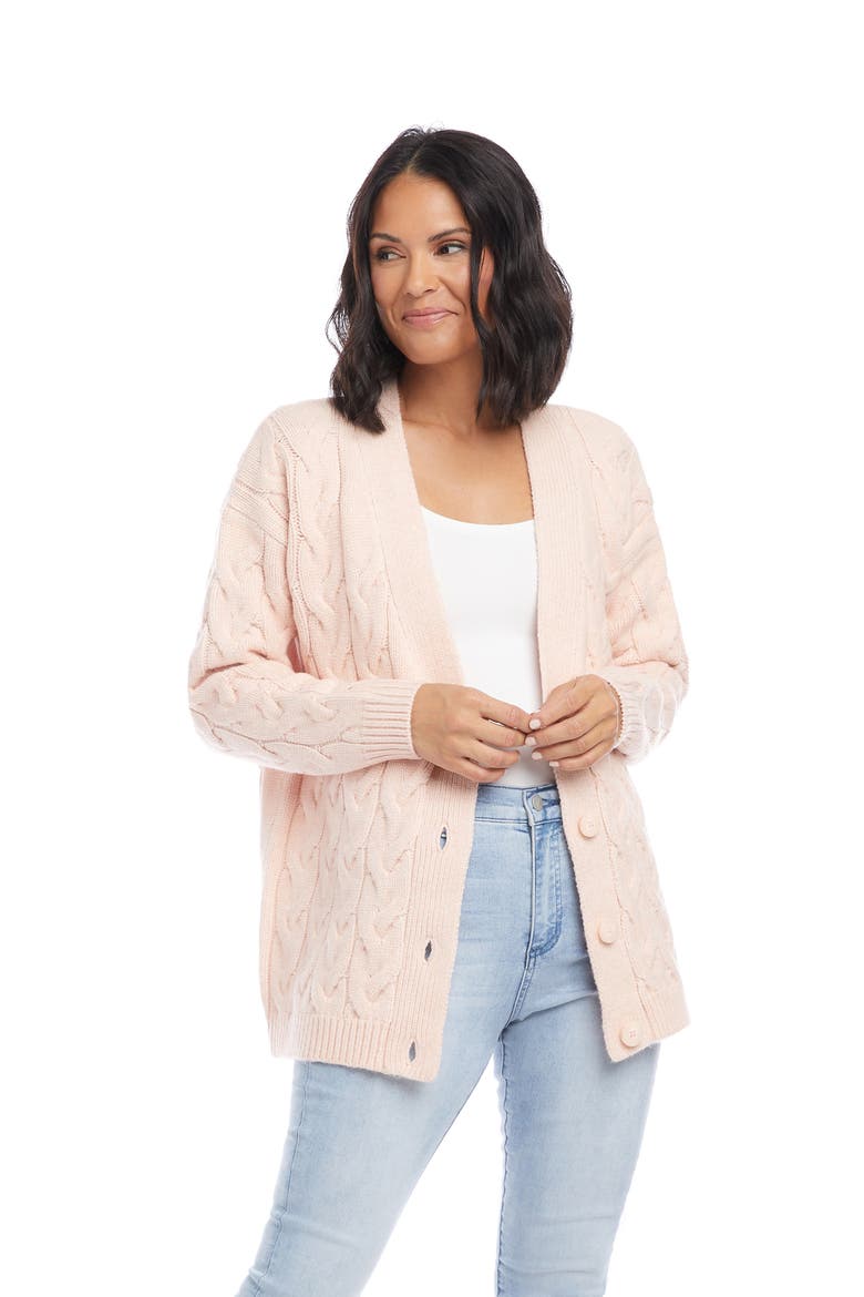 Cable Knit Cardigan, Alternate, color, PIN