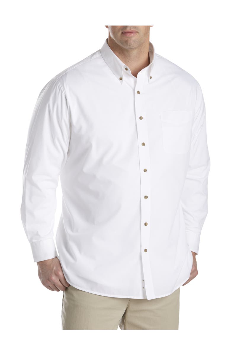 Harbor Bay by DXL Big & Tall Easy-Care Solid Sport Shirt, Alternate, color, White