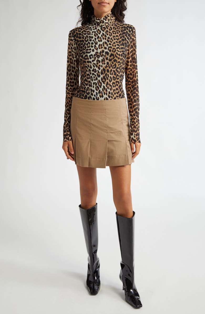 Ganni Pleated Miniskirt, Alternate, color, 