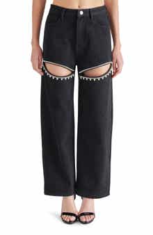 Steve Madden Taylor High Waist Rhinestone Cutout Detail Jeans