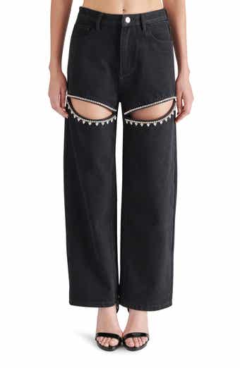 Steve Madden Taylor High Waist Rhinestone Cutout Detail Jeans