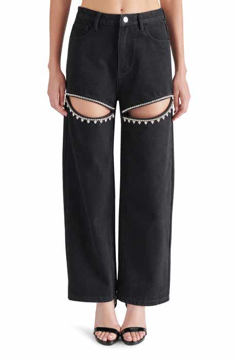 Steve Madden Taylor High Waist Rhinestone Cutout Detail Jeans