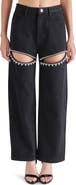 Steve Madden Taylor High Waist Rhinestone Cutout Detail Jeans