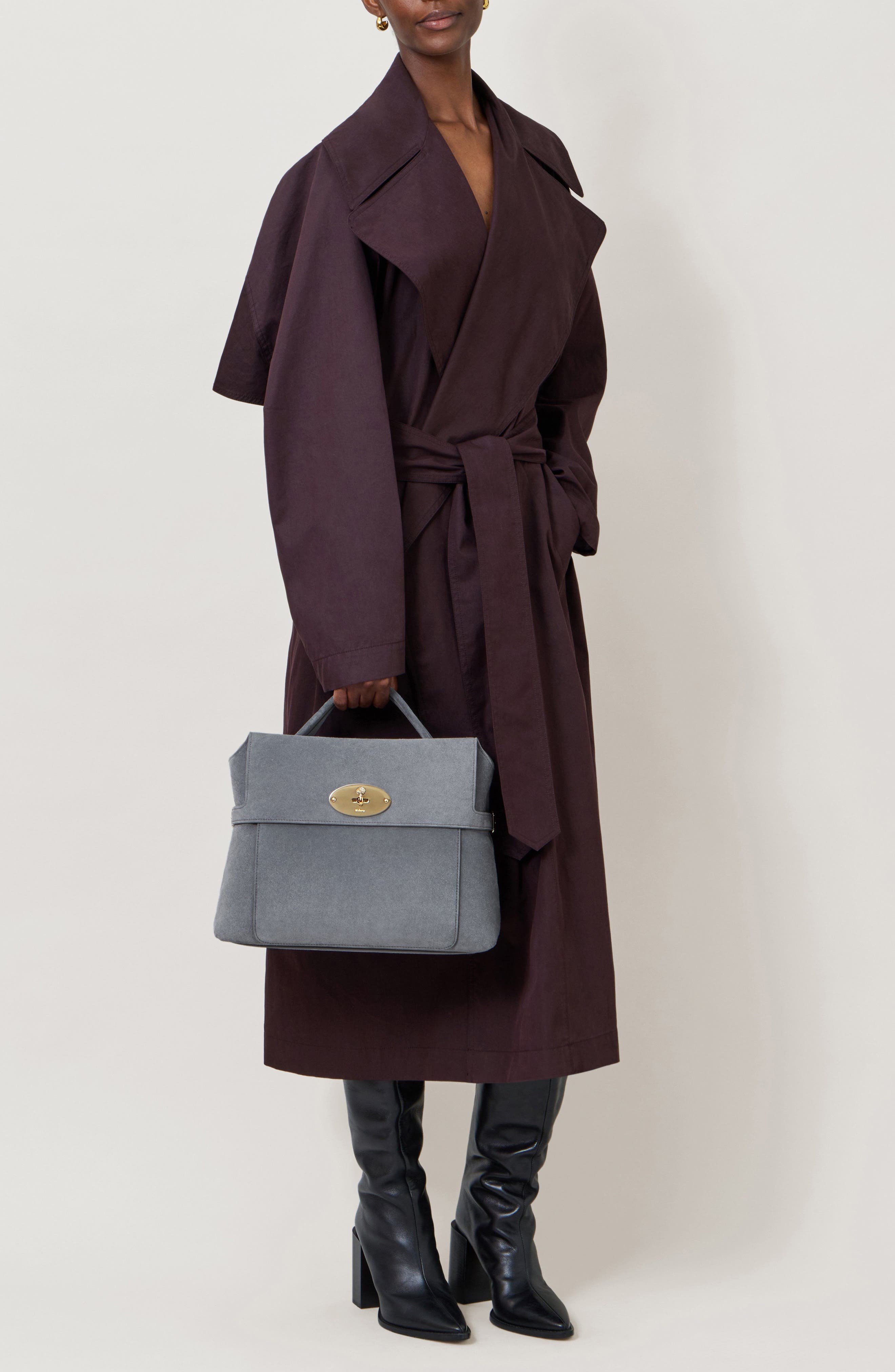Stevie Suede Top Handle Bag, Alternate, color, FOGGY GREY
