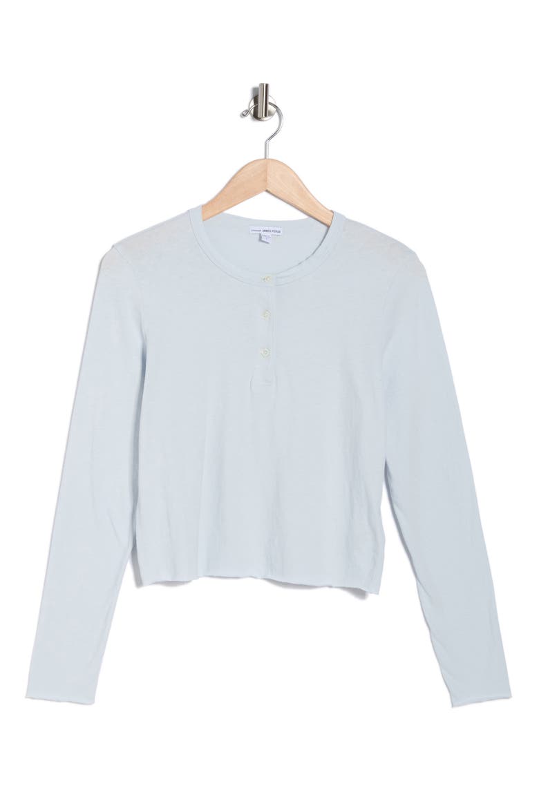 Shrunken Cotton Henley Top, Alternate, color, MEMORY