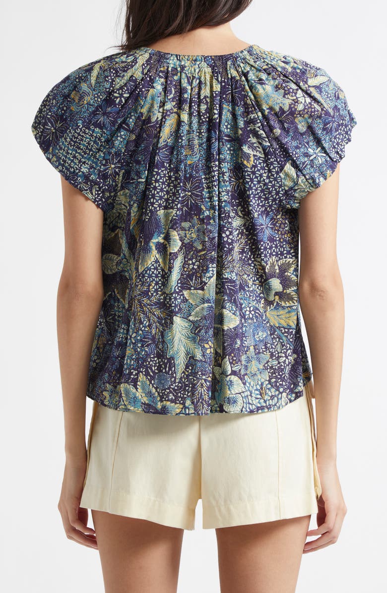 Ulla Johnson Issa Mixed Print Cotton Blend Top, Alternate, color, Portofino
