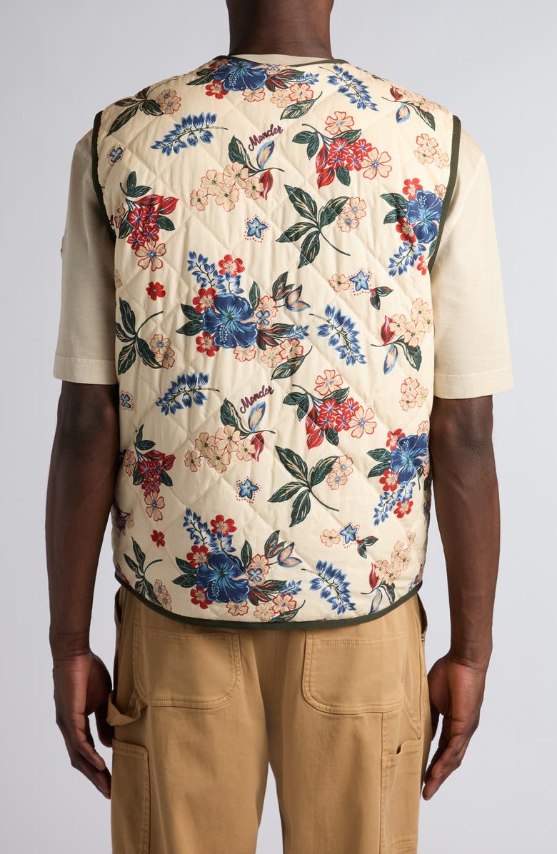 Moncler Franqui Reversible Vest, Alternate, color, Cream Floral