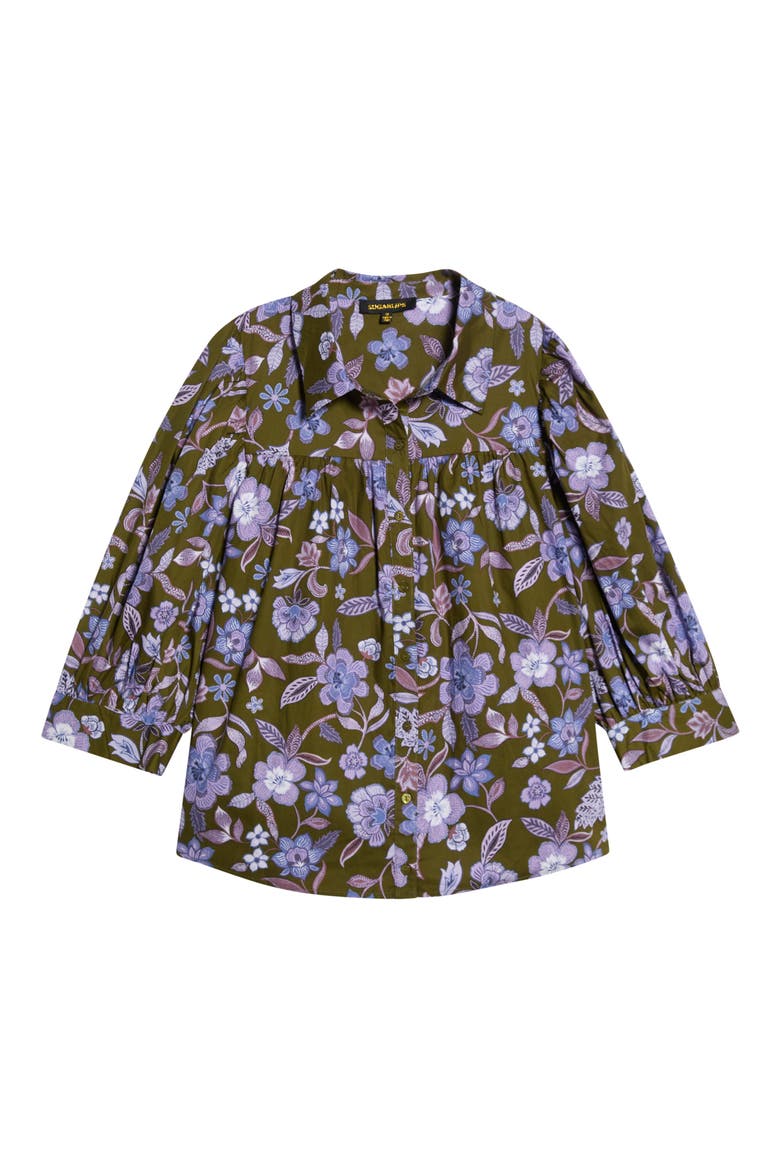 Fae Reverie Cotton Poplin Button-Up Shirt, Alternate, color, OLIVE-LAVENDER