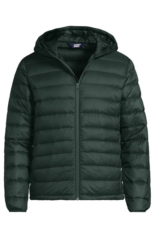 Lands' End Wanderweight Ultralight Packable Hooded Down Jacket In Evening Forest