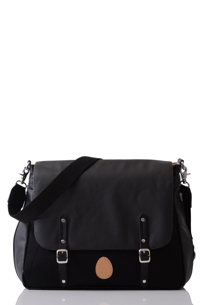 Prescott Coated Canvas Diaper Bag, Main, color, BLACK