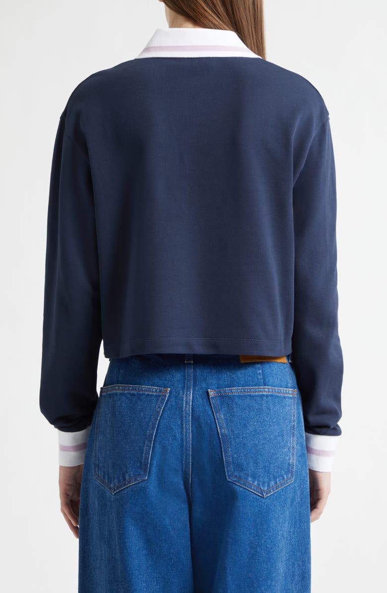 Marni Long Sleeve Cotton Polo, Alternate, color, 00B99blublack