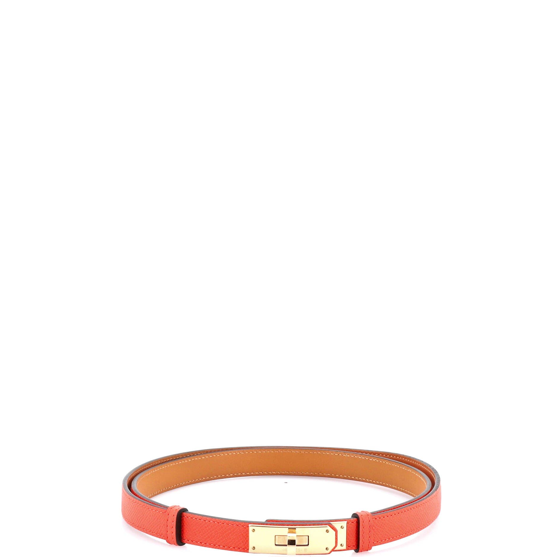 Pre-Owned Hermes Kelly Belt Leather Thin, Alternate, color, Red