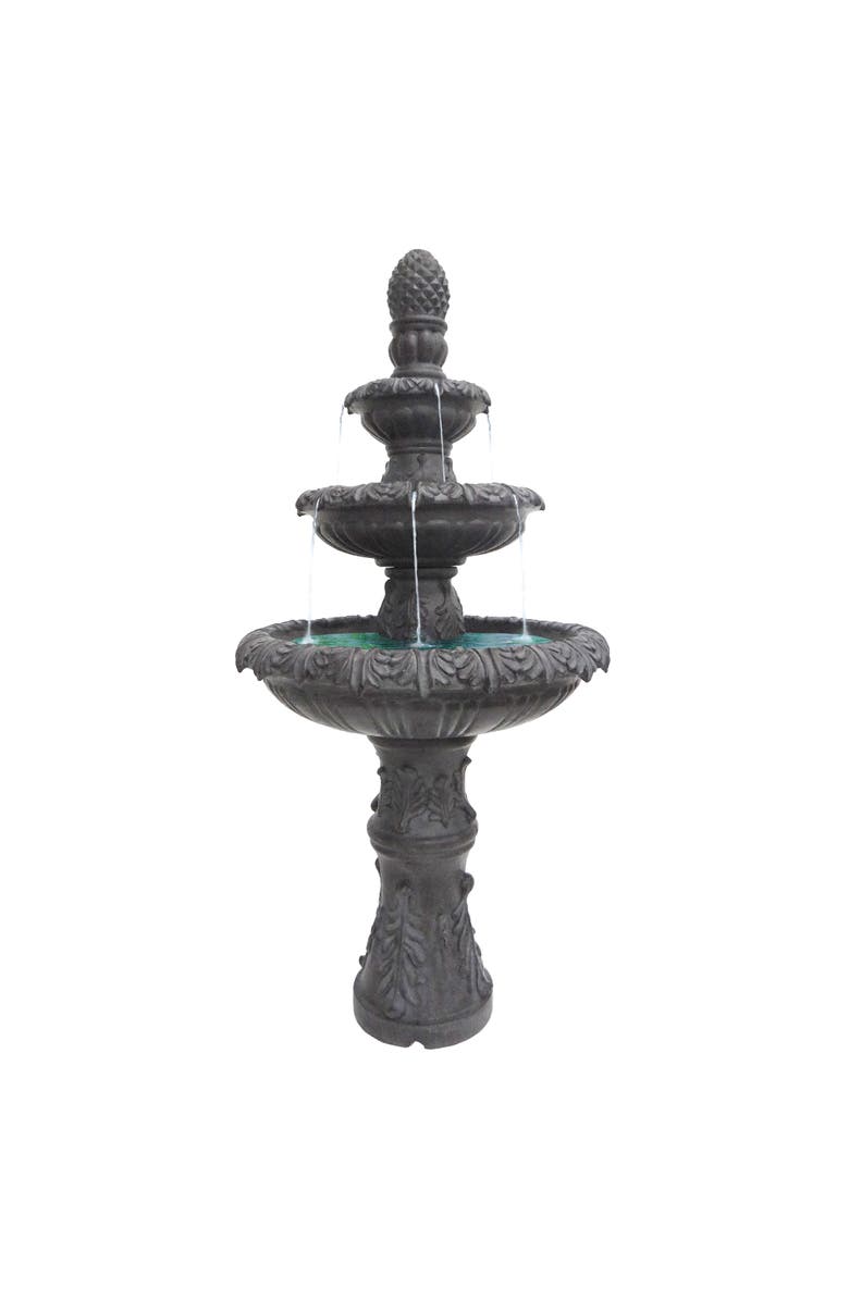 Northlight 57" Brown Three Tier Leaf Design Outdoor Garden Fountain, Main, color, Brown