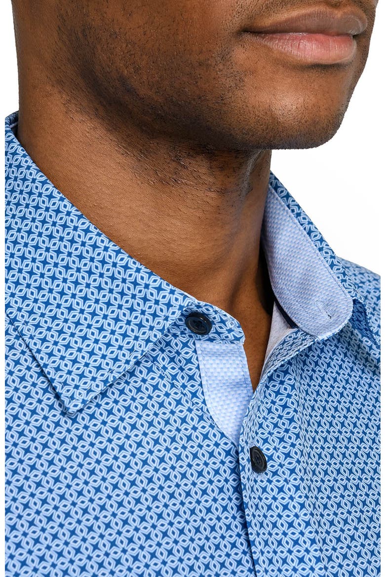 Slim Fit Diamond Geo Woven Long Sleeve Basic Shirt, Alternate, color, MED BLUE