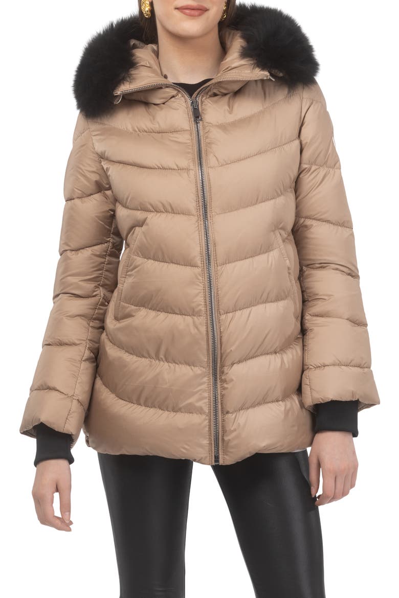 Apres-Ski Jacket With Detachable Toscana Hood Trim, Alternate, color, CAMEL/BLACK
