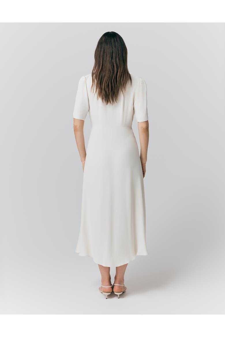 Maeve Embroidered Crepe Midi Tea Dress, Alternate, color, Ivory