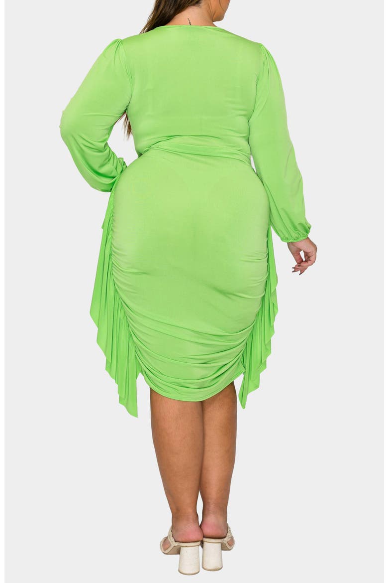 Nova Ruched Bodycon Dress, Alternate, color, LIME