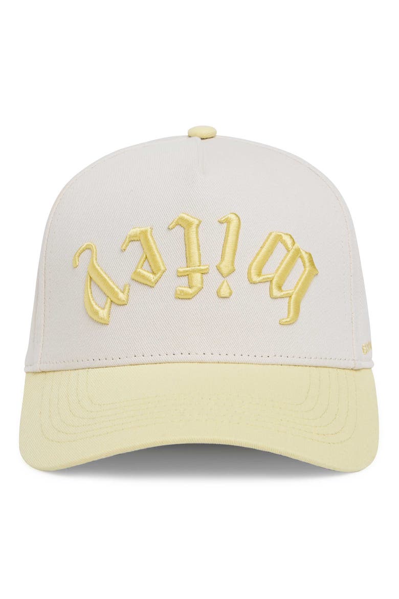 Wifey Gothic Trucker Hat, Main, color, Yellow