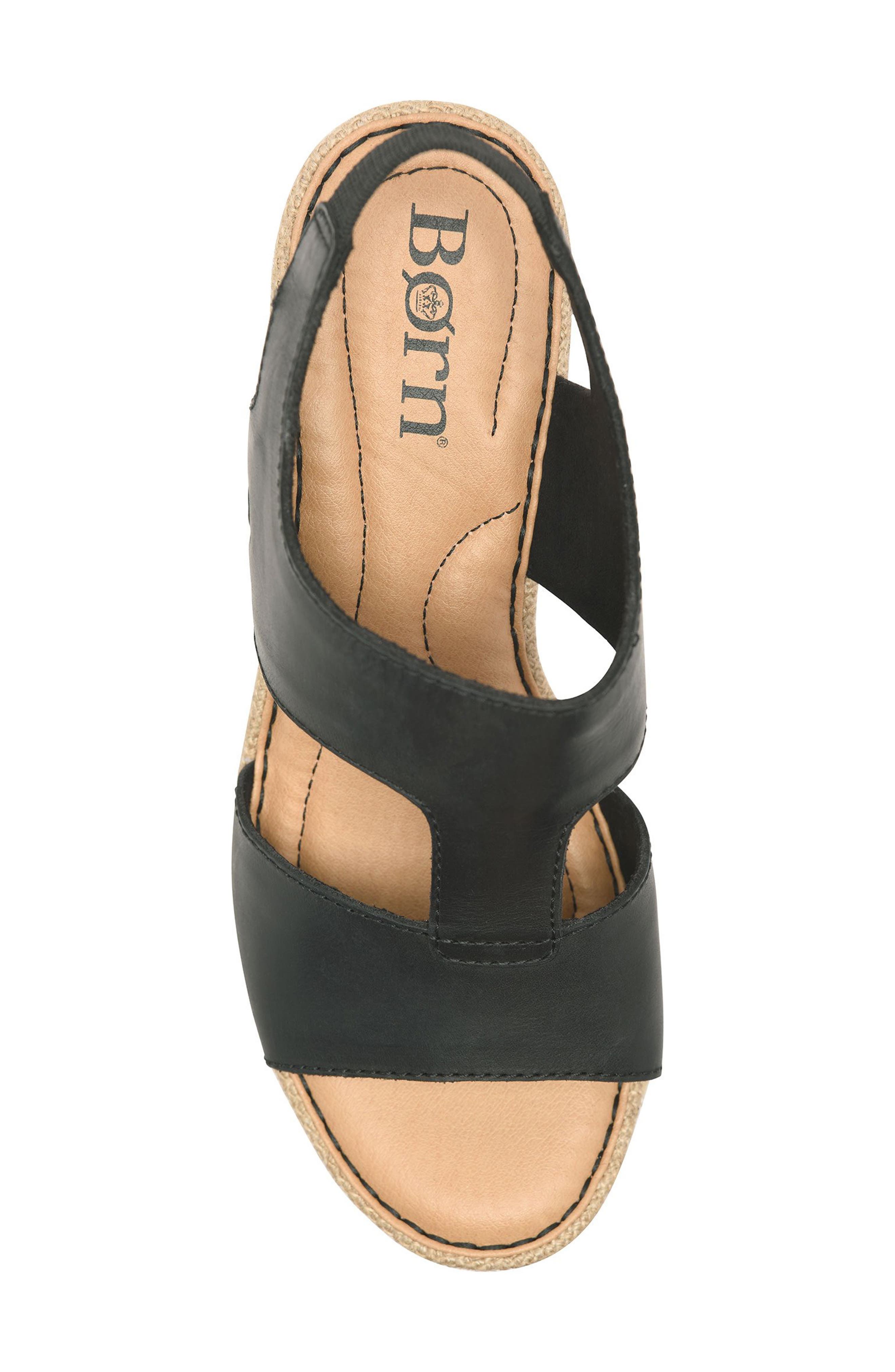 Børn Siene Espadrille Wedge Sandal, Alternate, color, Black Leather