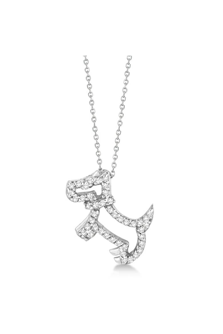Natural Diamond Dog Pendant Necklace Pave-Set 14K, Alternate, color, White Gold