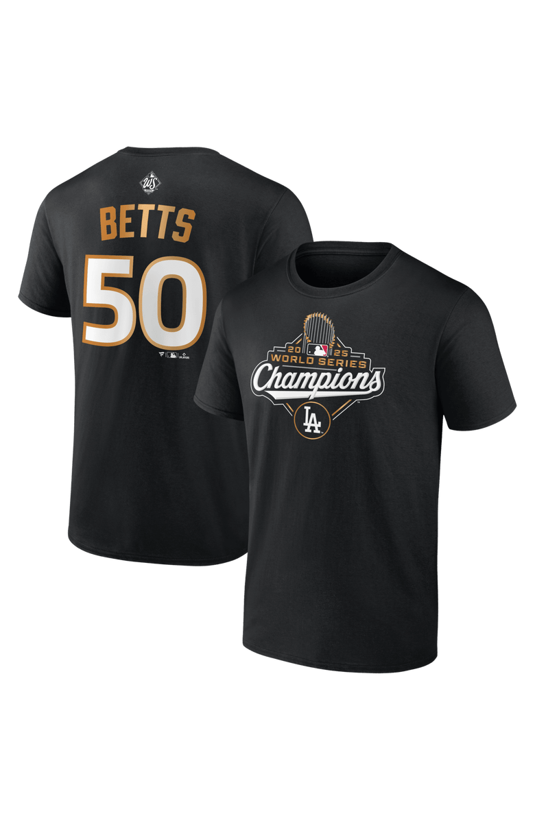 FANATICS Men's Fanatics Mookie Betts Black Los Angeles Dodgers 2025 World Series Champions Big & Tall Name & Number T-Shirt, Main, color, Black