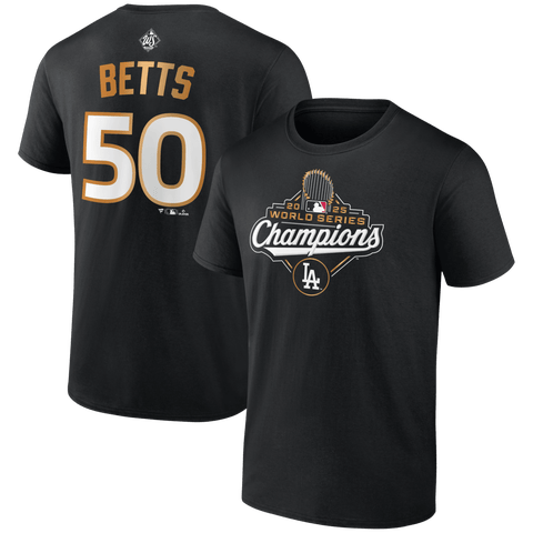 Men's Fanatics Mookie Betts Black Los Angeles Dodgers 2025 World Series Champions Big & Tall Name & Number T-Shirt