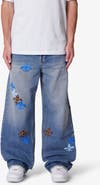 mnml Embroidered Fleurs de Lis Ultra Baggy Jeans