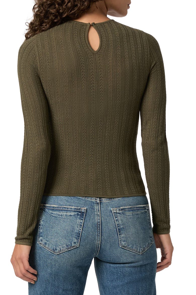 Alis Pointelle Knit Top, Alternate, color, DARK ARMY