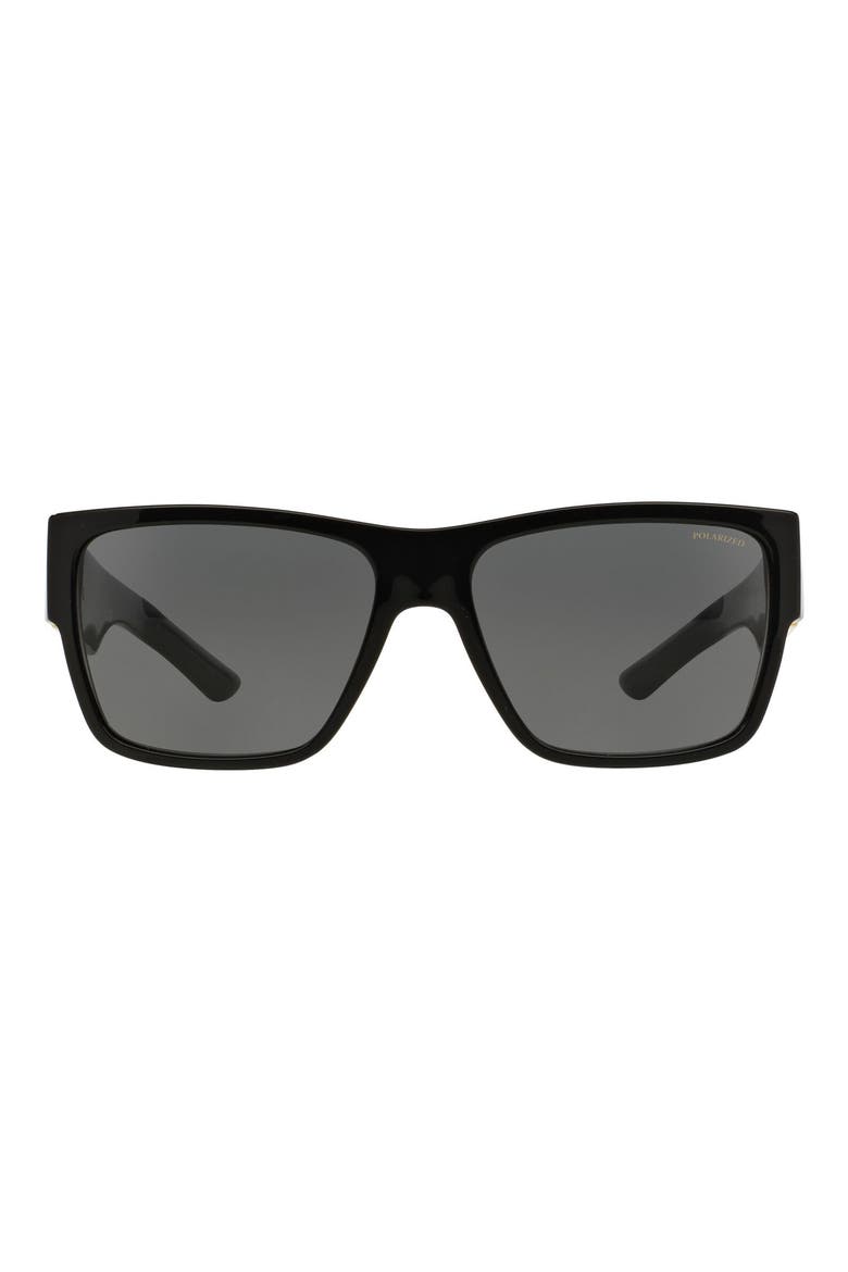 59mm Polarized Square Sunglasses, Main, color, BLACK/ BLACK SOLID