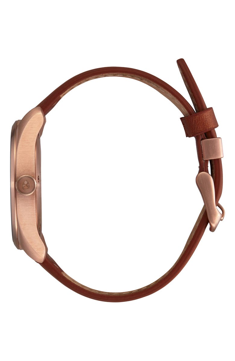 Nixon Thalia Leather Strap Watch, 38mm, Alternate, color, Rose Gold / White