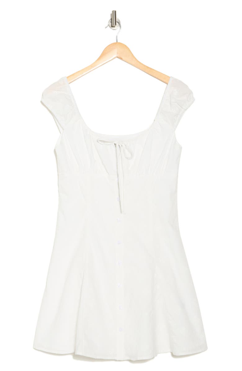 Cotton Eyelet Tie Front Ruched Minidress