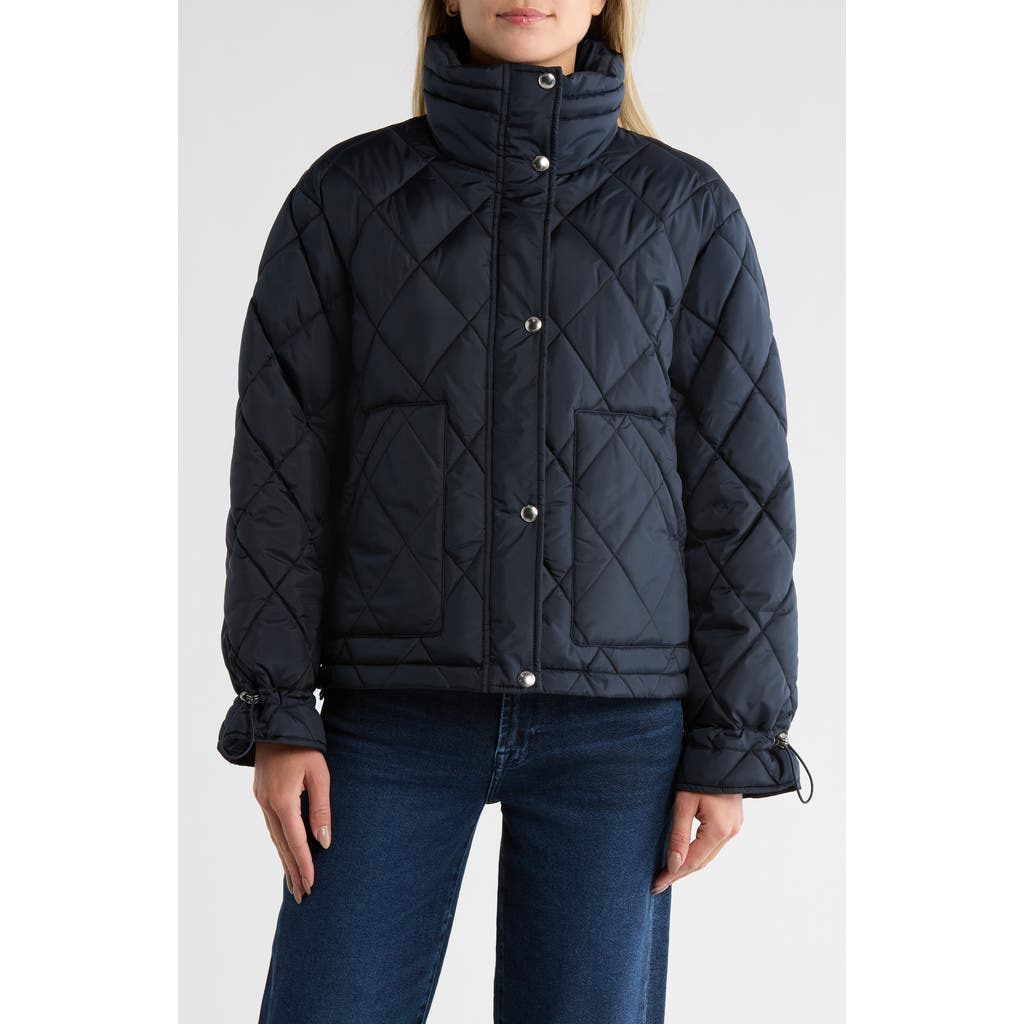 Sam Edelman Patch Pocket Quilted Jacket In Blue