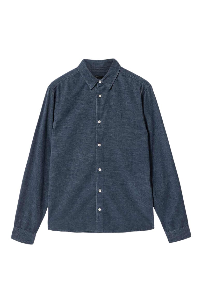Lorella Rib Cotton Button-Up Shirt, Alternate, color, MOONSTONE BLUE
