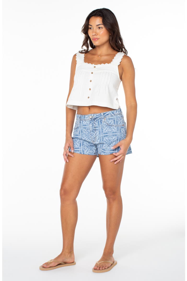 Golden Waves Denim Shorts, Alternate, color, BROMELIA