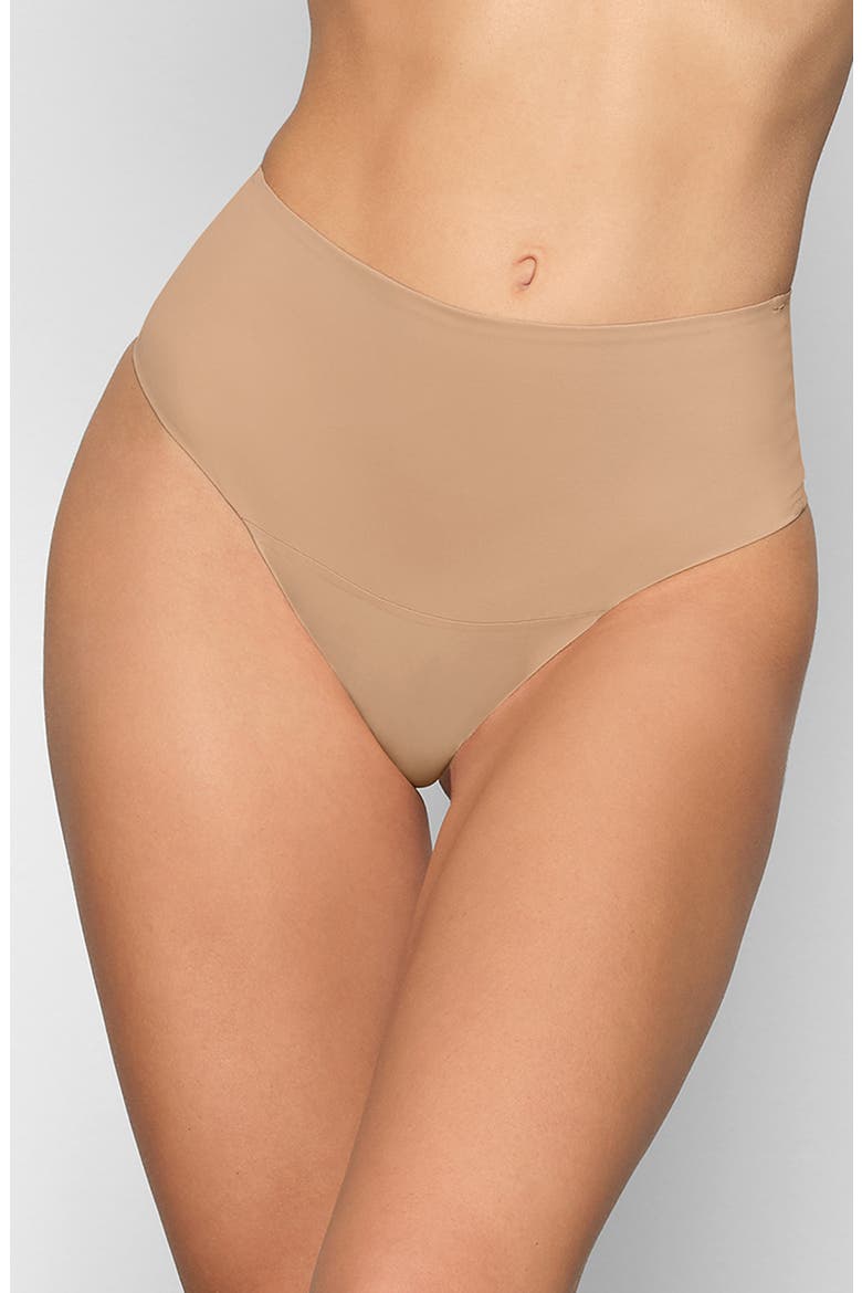 Smoothing Intimates High Waist Thong, Main, color, CLAY
