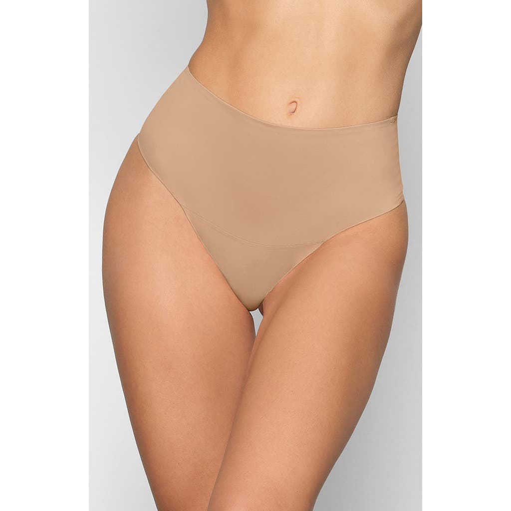 Skims Smoothing Intimates High Waist Thong In Brown