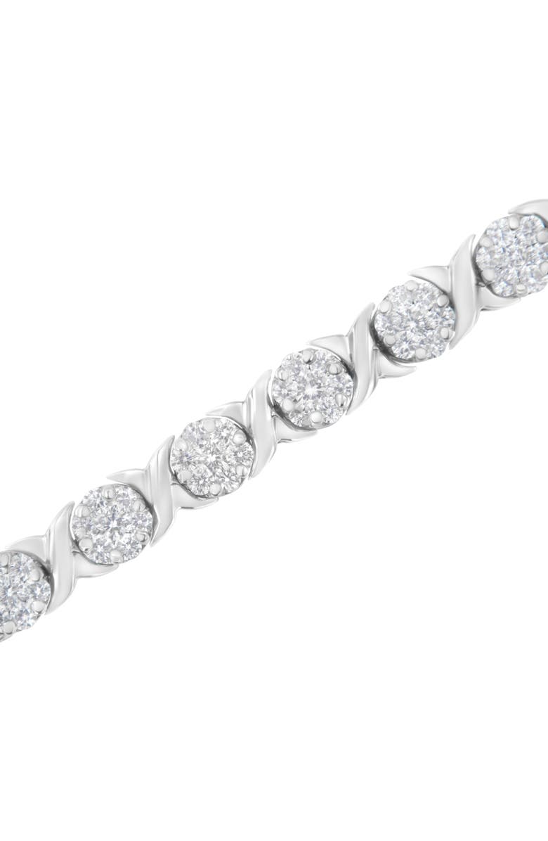 Haus of Brilliance 14K White Gold 4 7/8 Cttw Round Diamond Cluster Tennis Bracelet, Alternate, color, White