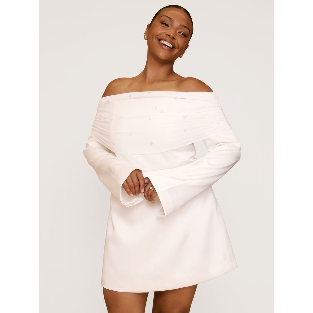 Six Stories Bardot Mini Dress In Neutral