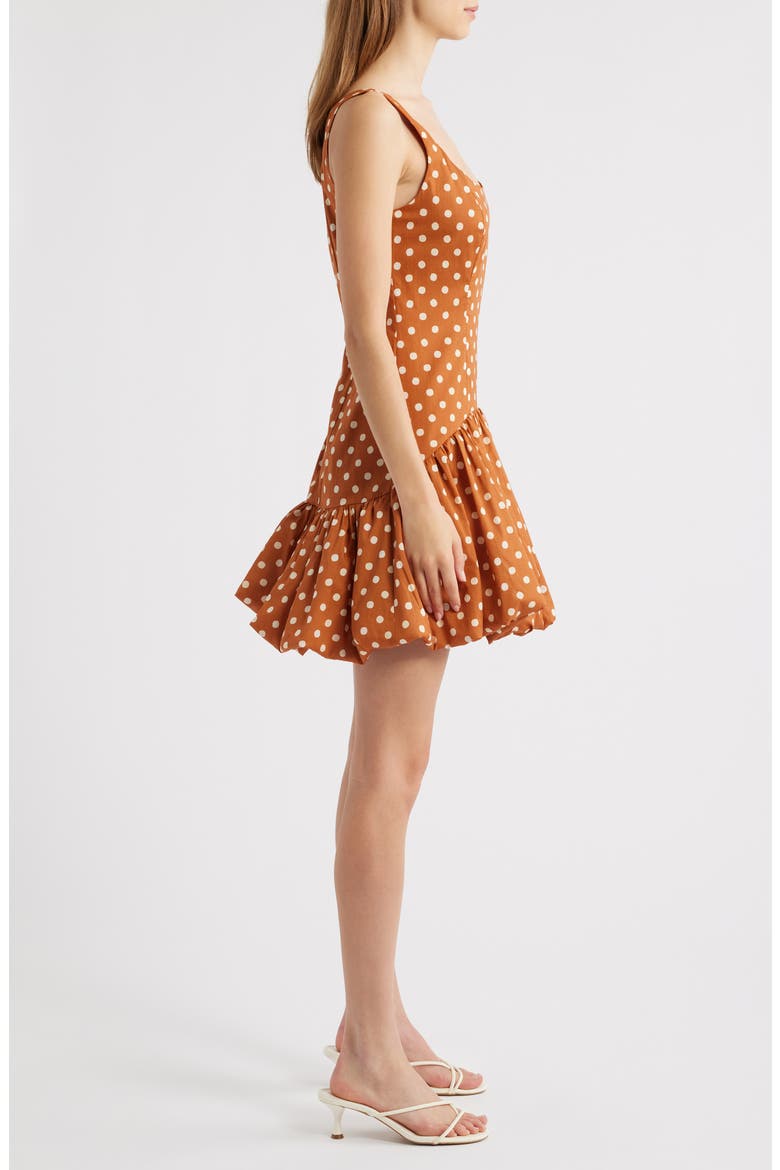 Sleeveless Drop Waist Bubble Hem Minidress, Alternate, color, COPPER DOTS