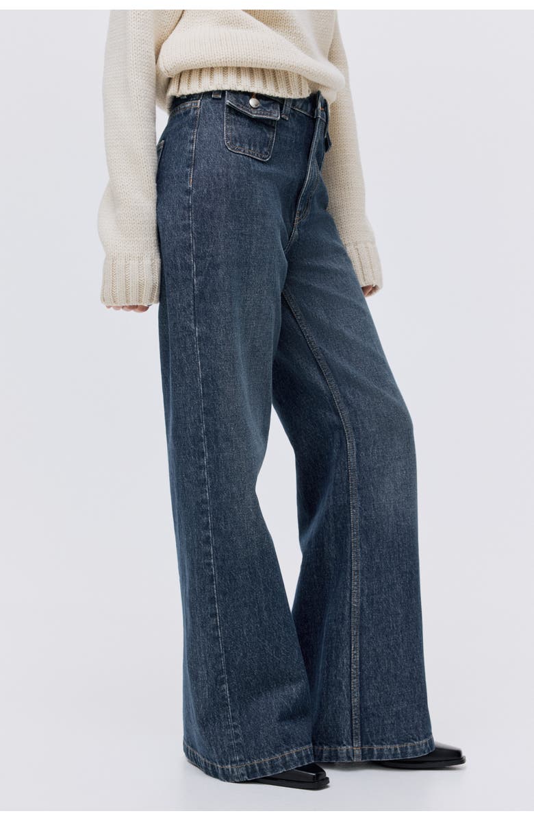 H&M Wide High Jeans, Alternate, color, Dark Denim Blue