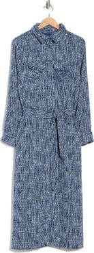 AREA STARS Oakley Long Sleeve Tweed Shirtdress