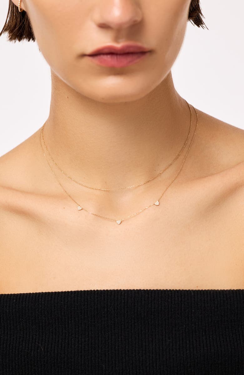 Ana Luisa Gold Heart Necklace - Diamond Heart Station Necklace, Alternate, color, 