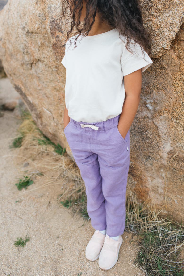 Kids’ Organic-Dyed Linen Pants, Alternate, color, Lilac