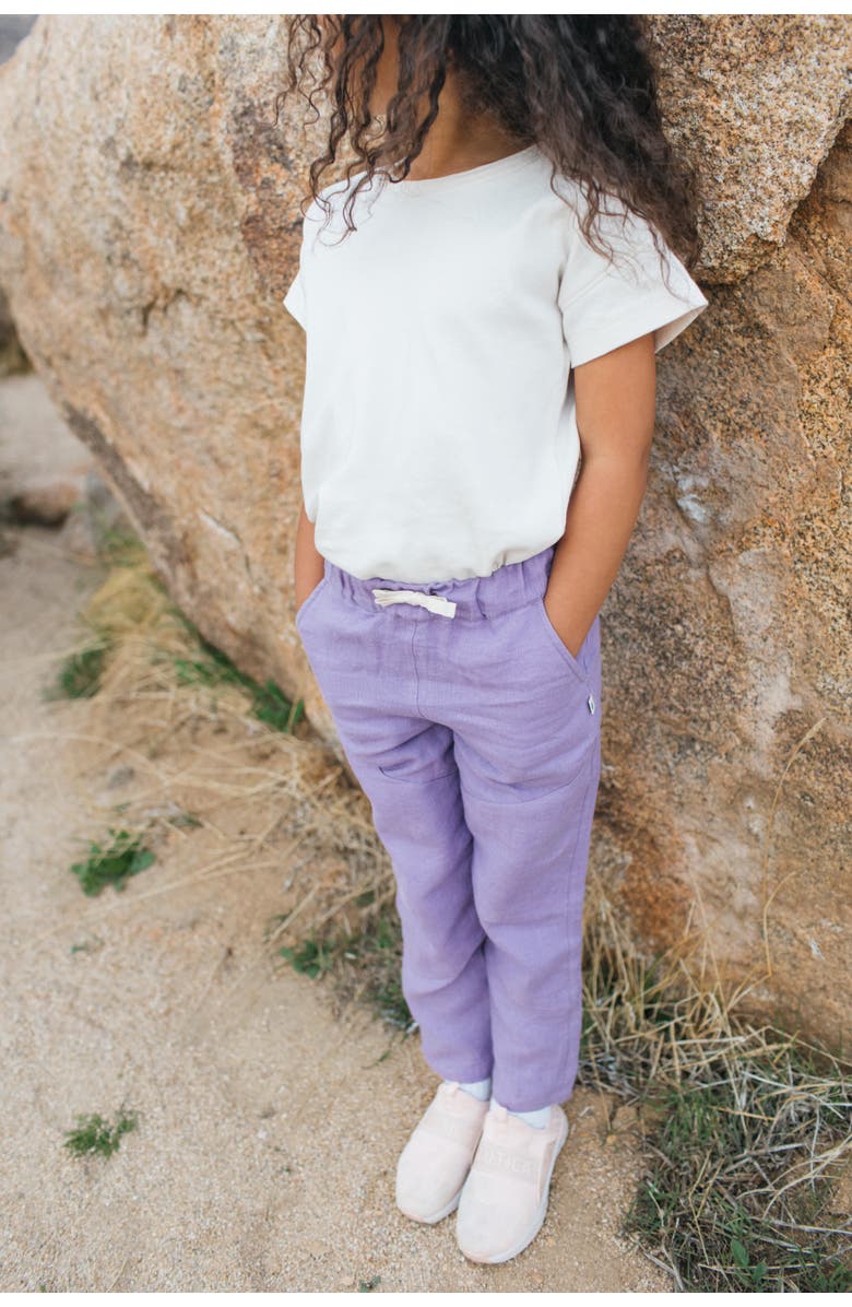 Jackalo Kids’ Organic-Dyed Linen Pants, Alternate, color, Lilac