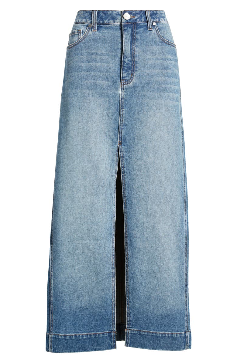 1822 Denim Front Slit Denim Maxi Skirt, Alternate, color, 